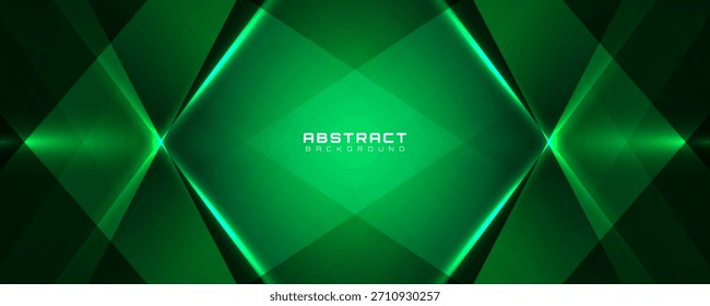Capa abstracta del traslape del fondo verde 3D en el espacio oscuro con la decoración brillante del efecto del polígono. Concepto moderno del estilo del recorte del elemento del Diseño gráfico para el Web, el arte, el volante, la tarjeta, o la cubierta del folleto