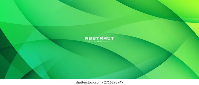 3D green abstract background overlap layer on bright space with curved shapes effect decoration. Modern graphic design element cutout style concept for web banner, art, flyer, card, or brochure cover