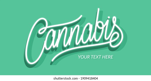 3D Green Abstract Hand Written Word Cannabis Vector Lettering Illustration  Logo Design