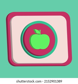 3D green apple icon button vector pink background, best for property design images, editable colors, popular vector
