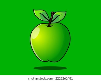 3d green apple vector isolated on green background. cute illustration.