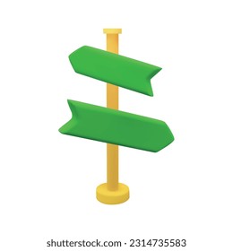 3.D punto de dirección de flecha verde. Ilustración de material vectorial aislada en fondo blanco para la industria de juegos e impresión. EPS10