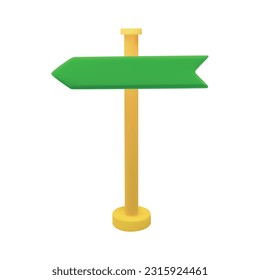 3D green arrow direction road point. Vector stock illustration isolated on white background for game and print industry. EPS10