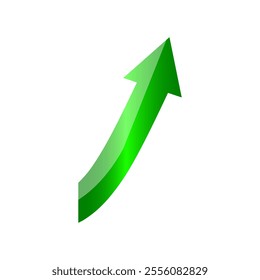 3d green arrow icon. going up arrow symbol isolated