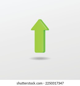 3d green arrow up icon for website, label, banner, sticker, template and logo on white background. 3d style vector illustration design.