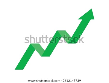 3D Green Arrow Pointing Up represents Consistent Business Growth, Economic Boom, Profit Trend
