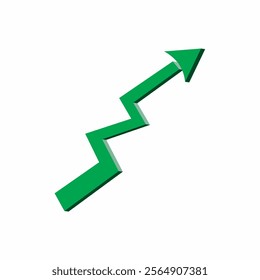 3d Green arrow up stock market rise, trending market, market all time high, success green icon 