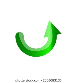 3d green arrow symbol. high growth arrow icon