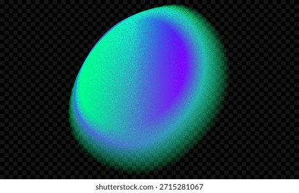 blob gradiente de aura verde 3d. Abstrato aurora neon forma de gradação de cor com borrão e efeito granulado. Figura de splash de aquarela com textura de ruído. Ponto ombre iridescente com grão. Elemento líquido Y2k.