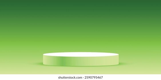 3d green background products display podium scene geometric platform. Background vector 3d render with podium. stand to show cosmetic products. Stage showcases on pedestal display beige studio.