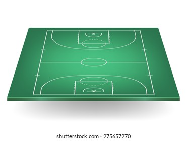 3d green basketball court. Vector EPS10 illustration. 