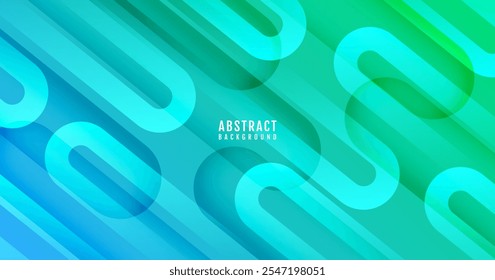 3D green blue abstract background overlap layer on bright space with rounded lines effect decoration. Modern graphic design element cutout style concept for web banner, flyer, card, or brochure cover