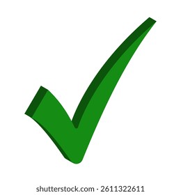 3D Green Check Mark, Symbolizing Approval and Confirmation