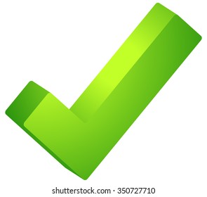 3d Green check mark, tick icon. Vector illustration.