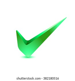 3d Green check mark, tick icon. illustration.