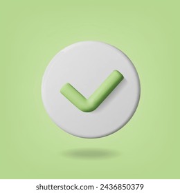 3d green checkmark icon on white circle