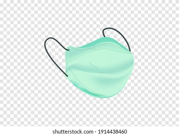 3d green cotton mask for Covid-19 vector isolated on transparency background ep22