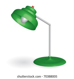 3D green desk lamp - vector illustration