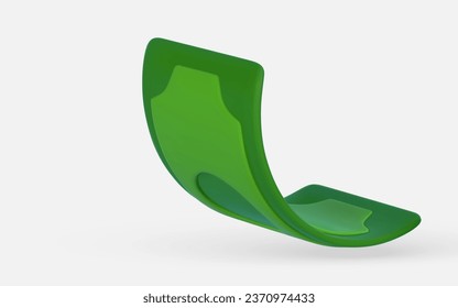 3D green dollar in cartoon style. Business and finance object for banner design. Vector illustration.