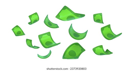 3D green dollar in cartoon style. Business and finance object for banner design. Vector illustration.