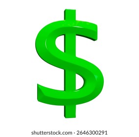 3d green dollar sign. Vector illustration on isolated background.