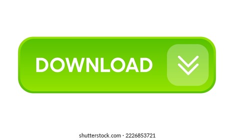 3D green download button icon. Upload icon. Down arrow bottom side symbol. Click here button. Save cloud icon push button for UI UX, website, mobile application.