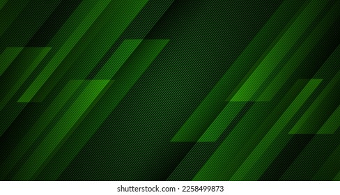 3D green geometric abstract background overlap layer on dark space with diagonal lines decoration. Modern graphic design element striped style for banner, flyer, card, brochure cover, or landing page