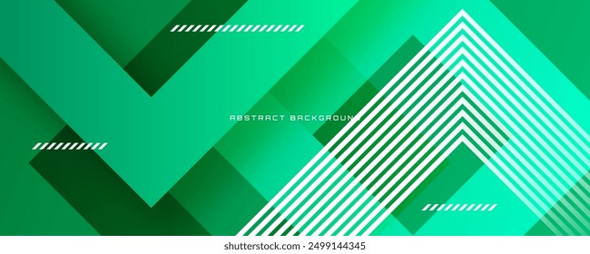 3D green geometric abstract background on bright space with lines effect decoration. Modern banner with stripes style. Graphic design element squares concept for web, flyer, card, or brochure cover