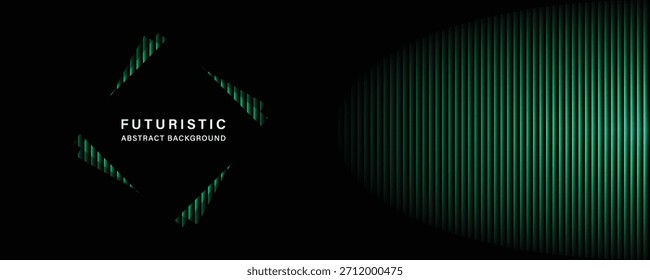 Fondo abstracto geométrico verde 3D con triángulo. Moderno efecto de vidrio acanalado rayado líneas de Vertical de fondo. Ideal para el Anuncio, volante, tarjeta, cubierta, presentación, anuncios, diseño de folleto