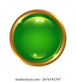 3D grünes Glas Button. Isolierte Vektorgrafik.