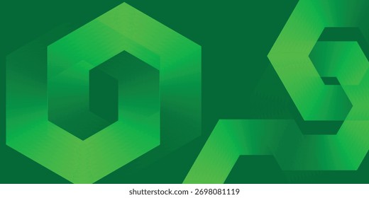3D verde gradiente hexágono bloqueio no fundo escuro, floresta abstrata verde projeto geométrico loop, ilustração de vetor.