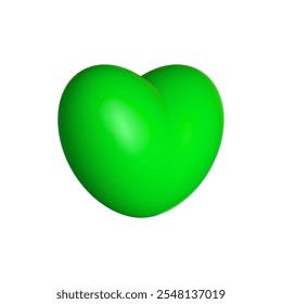 3d Green Heart Icon Realistic Vector Illustration Isolated on White Background