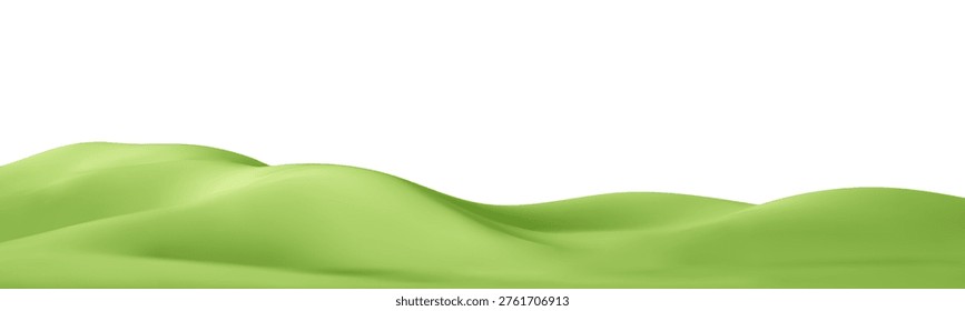 3d green hills on abstract cartoon background. 3d spring landscape green mountain, field, meadow, tree. Park scene. Nature podium isolated. Childish cartoon vector illustration