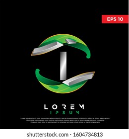 3d green initial letter i ecology logo. modern icon, template design