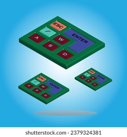 3D Green keyboard mini with keys colorfully 