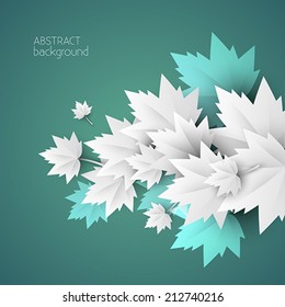 3d green leaves abstract background - vector