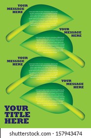 3D Green leaves abstract layout with infographics design. Vector illustration.