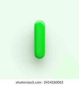 3D Green Letter I mit glänzender Oberfläche auf hellem Hintergrund .
