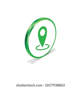 3D Green Location Map Pin Vector Icon