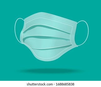 3d green medical face mask mock up isolated. Protective surgical filter mask. health care equipment vector illustration.