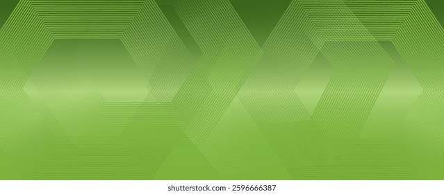 3D green metal matte metal hexagons tiles with decor relief lines. High quality seamless realistic texture.