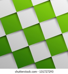 3d green oblique squares in square background, background concept