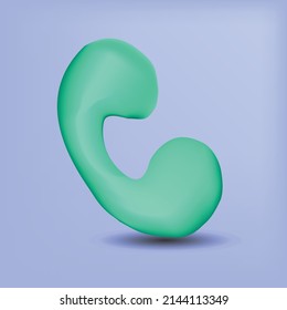 3D GREEN PHONE ICON IN PURPLE BACKGROUND 3d C  company logo in green color and blue background C  icon