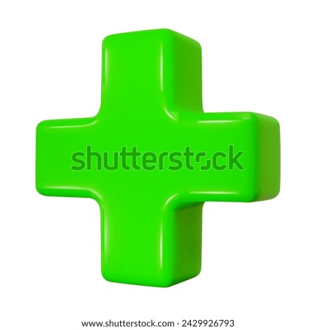 3d green plus sign. Medical icon apteka. Vector illustration on isolated background.