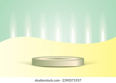 3D green podium with light background