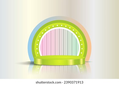 3D green podium for product display with circular background