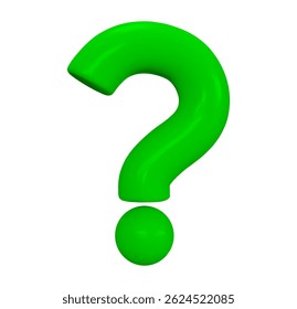 3d green question mark. Faq problem solution symbol. Vector illustration on isolated background.