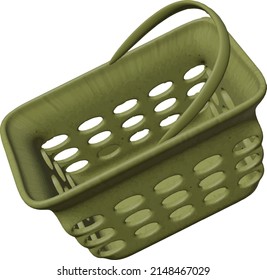 3d green realistic shopping cart, vector graphic