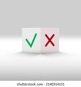 3D Verde Y Rojo Cheque Sí O Ninguna Opción De Casilla. Vector EPS10