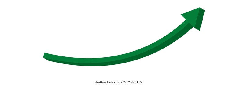 3D Green UP rising long arrow. 3d illustration isolated on white background vector.3D green arrow representing growth or profit.